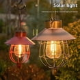 thumbnail image 4 of kurtrusly Solar Lantern, Metal Lantern, Solar Edison Bulb Design, Waterproof, Hanging, Openwork Suitable Courtyards, Patios, Red Rust, 4 of 6