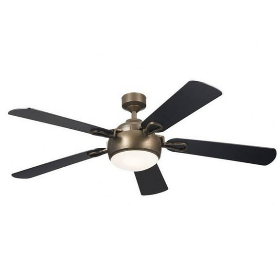 5 Blade Ceiling Fan with Light Kit in  Style-16 inches Tall and 60 inches Wide-Character Bronze Finish-Black Blade Color Bailey Street Home