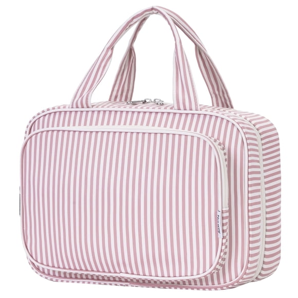 Neceser de viaje Narwey a rayas para mujer, color rosa empolvado