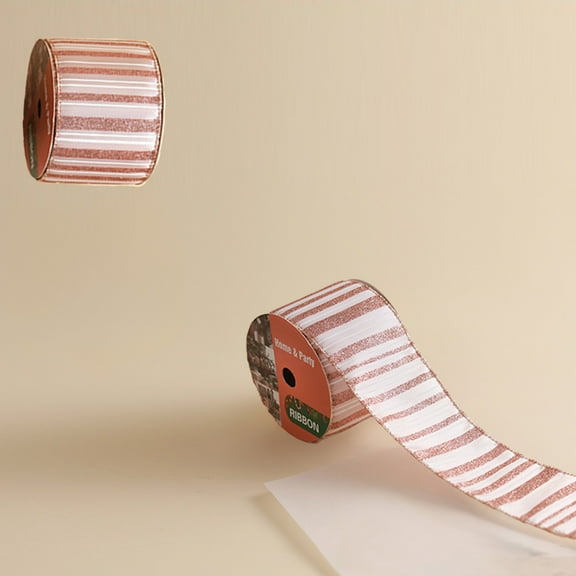 HongHeng Clearance Under $2.00 P.ink Christmas Ribbon Ribbon Rose Glitter Elks and Striped Ribbon Christmas Tree Decoration Ribbon Diy Gift Box Bow