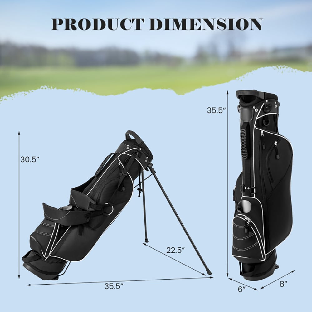 Aimee Lii Golf Stand Cart Bag with 4 Way Divider Carry Organizer Pockets, Outdoor Exercise for Sports Lovers-Black
