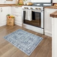 thumbnail image 3 of Entryway Rugs Indoor Non-Slip Washable Small Area Rug 2x3 Blue Entrance Carpet Soft Printed Vintage Floral Distressed Tribal Farmhouse Low-Pile Door Mat for Bedroom Kitchen, 3 of 9
