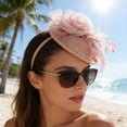 thumbnail image 4 of Qiopertar Vintage Fascinator Hat, Flower Mesh Ribbons Feathers Headband Clip, Tea Party Bridal Cocktail Headwear for Women Girls, Pink, 4 of 6