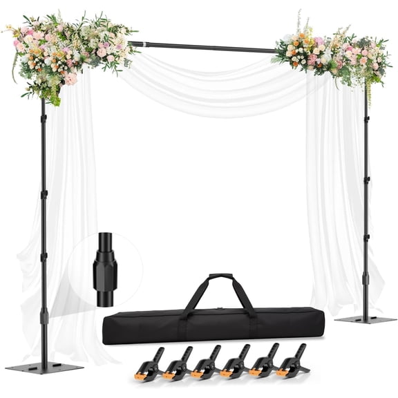 EMART Backdrop Stand 10x8.5ft Adjustable Photo Background Support System Kit with Upgrade Rod for Wedding, Birthday Party, Photography Studio