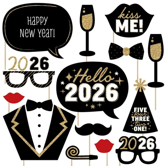 Big Dot of Happiness Hello New Year - 2026 NYE Party Photo Booth Props Kit - 20 Count