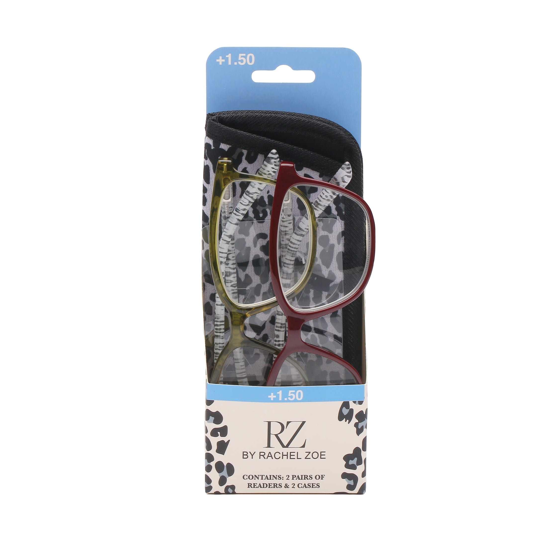 Rz by Rachel Zoe Womens Cateye Reading Glasses with Case, Green