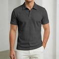 thumbnail image 2 of Polo Shirts for Men Short Sleeve Quarter Button Up Tee Shirts Lightweight Grey Mens Work Shirts, 2 of 9