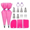 thumbnail image 2 of 15 piezas de bolsas de tuberías y puntas de material acero inoxidable y bolsas de repostería con puntas de glaseado, de suministros para decoración de , Rosa BLESIY Boquillas de tuberías, 2 of 8