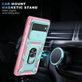 thumbnail image 2 of Military Grade Drop Impact for Google Pixel 6 Camera Lens Slide Protection Case 360 Metal Rotating Ring Kickstand Holder Armor Shockproof Case For Google Pixel 6, Pink+Green, 2 of 11