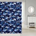 thumbnail image 2 of Manfei Minimalism Camouflage Shower Curtain 72Wx72L, Vintage Camo Shower Curtain 72Wx72L, Steel Blue, 2 of 5