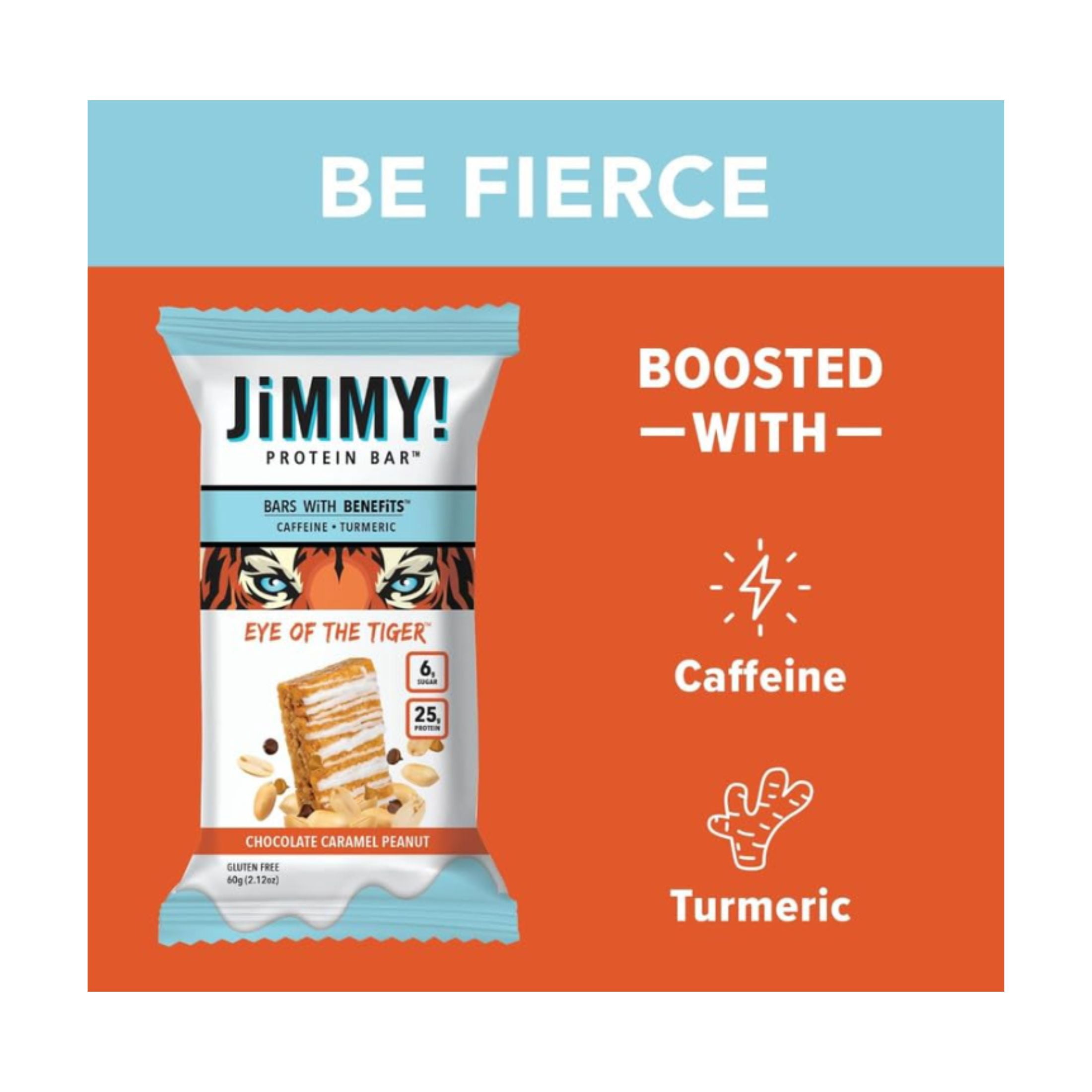 JiMMY! Caramel Chocolate Nut (Eye of the Tiger) Protein Bars, 12 Count