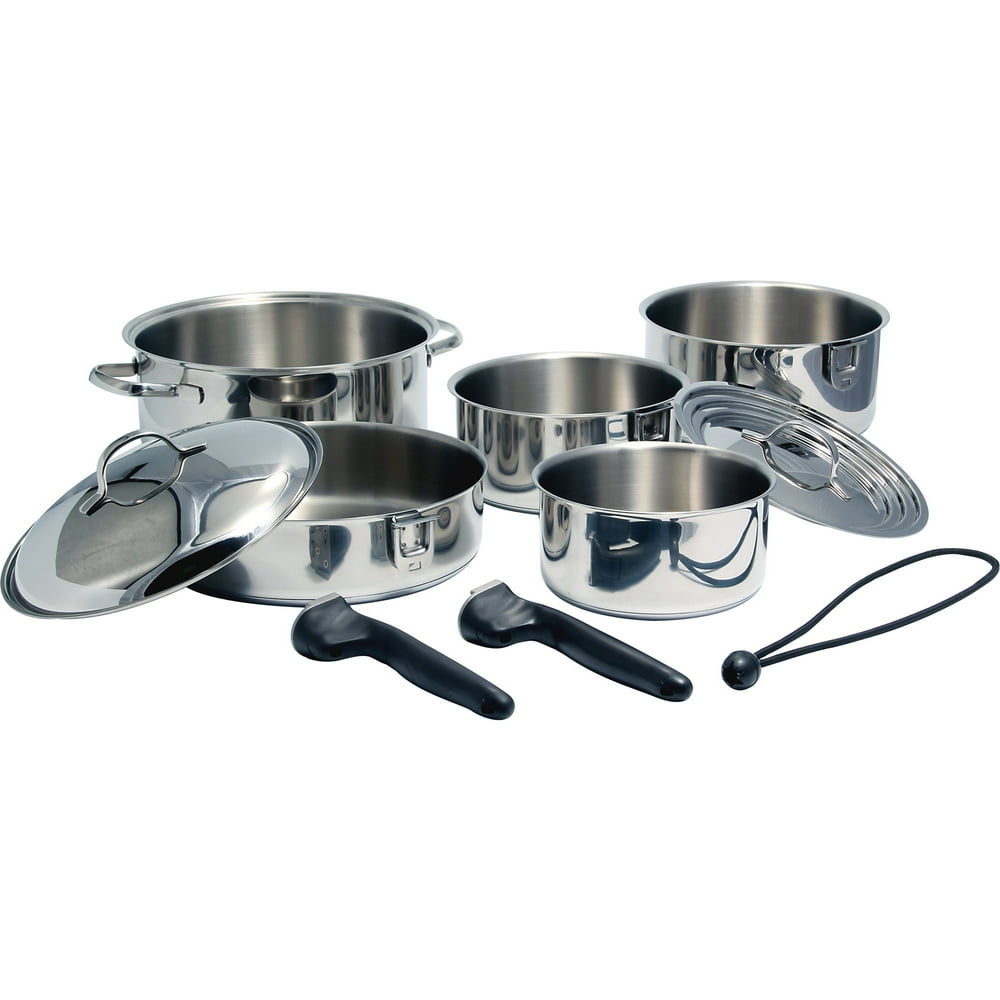 Stainless Steel Cookware 10 pc Nesting Set Bilingual
