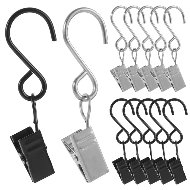 KAKOWELY clips de Remplacement 20 Pcs Crochets en Forme de S pour Rideaux Panneaux Extérieurs Crochets Multifonctionnels Crochets en S Robustes 2.36"X1.38"X0.47 Pouces