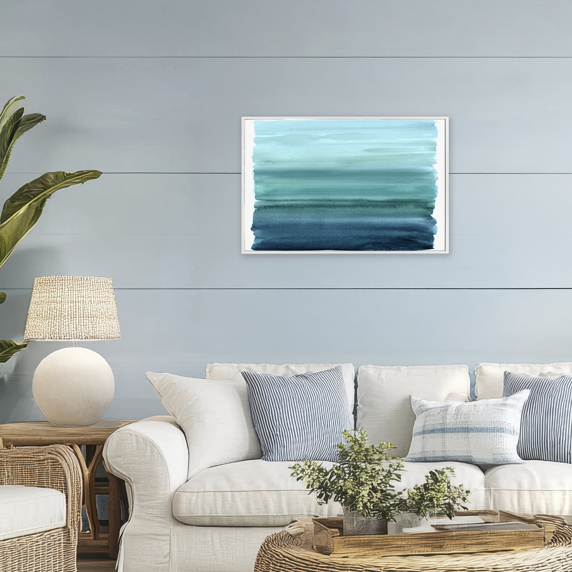 Stupell Industries Ombre Teal Gradient White Framed Giclee Art, design by Allie Corbin