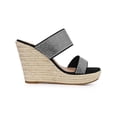 thumbnail image 3 of BLISSFUL STEP Sandales Compensées Espadrilles à Plateforme avec Strass pour Femmes Noir (Taille 5,5), 3 of 7