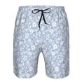 thumbnail image 3 of Fotbe Gray White Floral Trajes de Baño Estampados para Hombre, Shorts de Verano de Secado Rápido, Ropa de Playa, Bañadores-3X-Large, 3 of 6