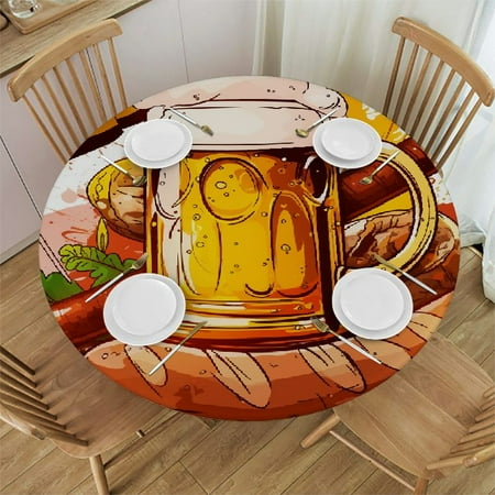 

Autua Beer Sausages German Flag Round Tablecloth Stain-Resistant Washable Indoor Outdoor Restaurants Weddings Parties Waterproof 42 -46