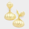 thumbnail image 3 of Clip on 2 1/2" matte silver or gold indented pumpkin style dangle earrings, 3 of 4