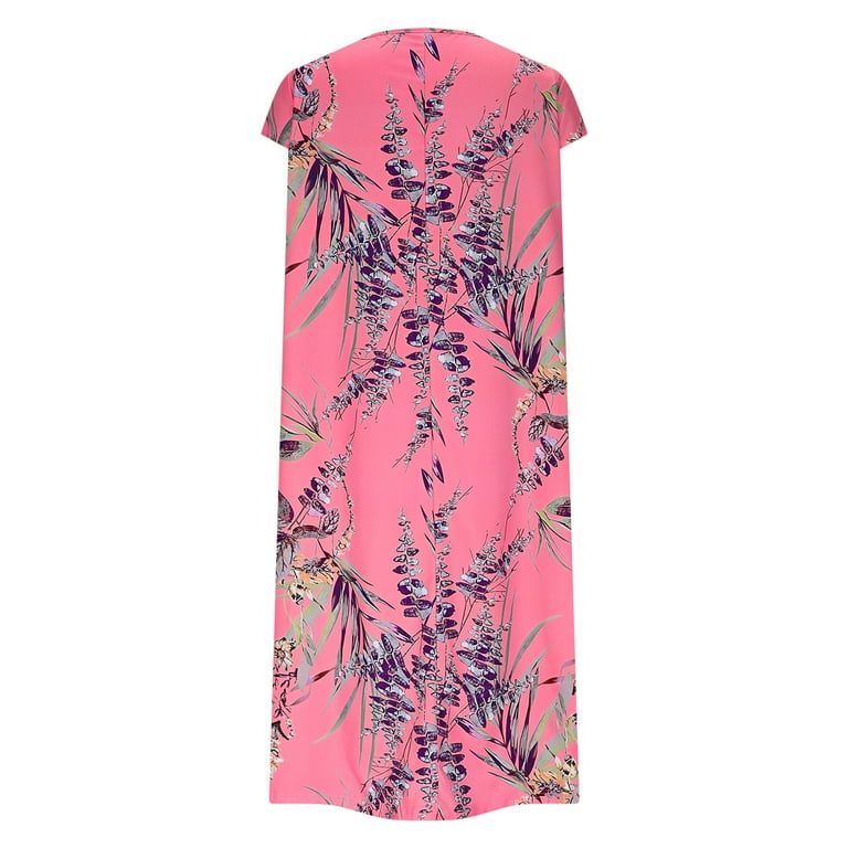 Womens Summer T Shirt Dress Palm Leaf Print Casual Loose Short Sleeve  Sundress Beach Tunic Dresses - Walmart.com