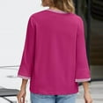 thumbnail image 3 of Xixinqiwan Women Tops,Womens 3/4 Sleeve T Shirts Round Neck Solid Shirts Cute Fit Summer Casual Basic Tee Tops Hot Pink S, 3 of 5