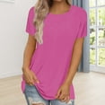 thumbnail image 2 of WTXUE Women'S T-Shirts Womens Short Sleeve Round Neck Shirts Summer Saving Top Basic Tee, Hot Pink Small, 2 of 9