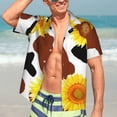 thumbnail image 5 of Lsque Sunflower Cow pattern Hawaiian Shirt for Men, Unisex Summer Beach Casual Short Sleeve Button Down Shirts-Large, 5 of 9