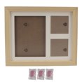 thumbnail image 1 of Kit de recuerdo de huellas de mascotas, marco de fotos de madera de primera calidad con molde de arcilla para huellas, plantilla adicional gratuita, marco de madera cruda de barro rosa, 1 of 5