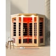 thumbnail image 4 of 30A Cord 3 Person Luxurious Far Infrared Sauna for Home Spa, Low EMF Wooden Dry Sauna Room with Bluetooth Speakers, LCD Control Panel, Tempered Glass Door, 7 Colors Lighting, 74.76"x80.76"x26.04", 4 of 10