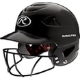 thumbnail image 1 of Casco de bateo Rawlings COOLFLO negro, talla única +, máscara facial, 1 of 4