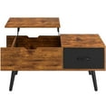 thumbnail image 2 of Yaheetech Lift Top Coffee Table with Hidden Compartment & Fabric Drawer, Rustic Brown, 2 of 7