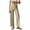 Beige, variant on Womens High Waisted Cropped Wide Leg Stretchy Straight Pants Trousers with Pockets White, M