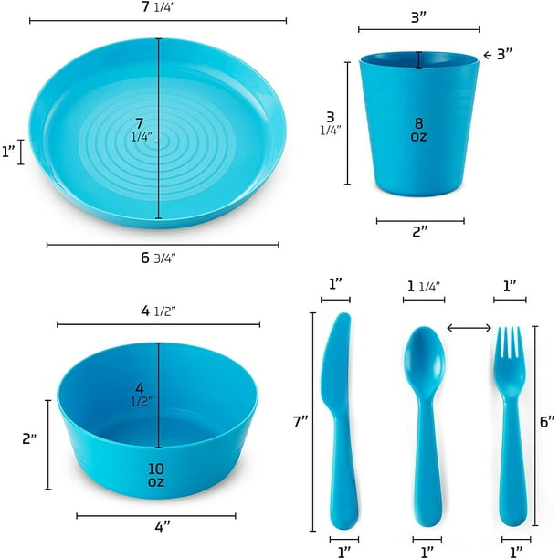 Plaskidy Kids Vajilla Set for 4-24 Piece Plastic Childrens D PLASKIDY PLASKIDY