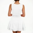 thumbnail image 4 of vigerkar Women's Square Neck Summer Party Flowy Ruffle Hem Ruched Waist Mini Dress White, S, 4 of 6