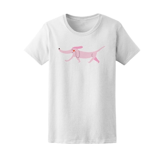 Cute & Happy Pink Dachshund Dog Tee Women's -Image by Shutterstock