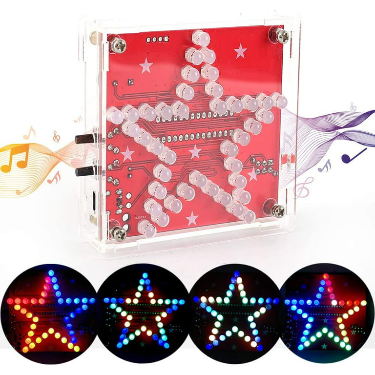 Electronics Soldering Practice Kit Diy Colorful Star Assemble Project Led Flashing Beep Dc 5v Usb For School Students Learn To Solder Class Com - Diy Lighting Kits Ring Flashing Red