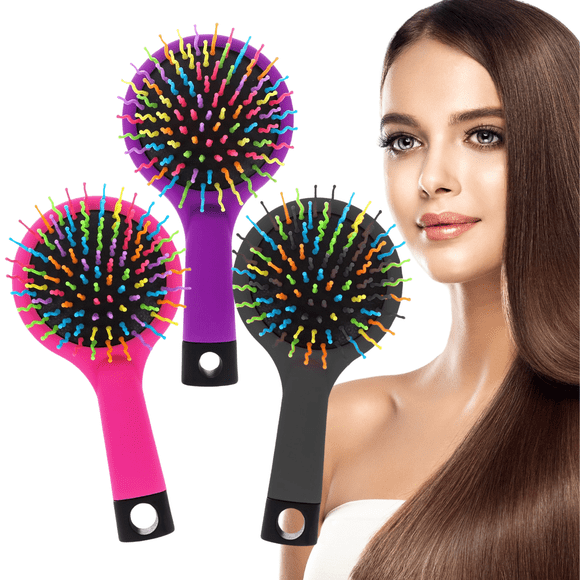 Cepillo Arcoíris Cerdas Onduladas Cabello Peine De Rizos Morado Negro UNIVERSOENLINEA.COM