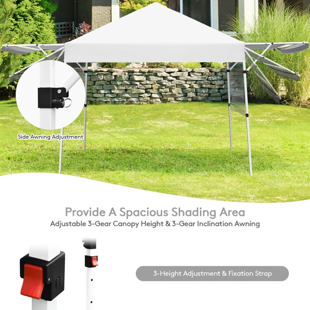 Aimee Lii 17 Feet x 10 Feet Foldable Pop Up Canopy with Adjustable Instant Sun Shelter, Backyard Canopy Gazebo, White