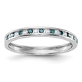 thumbnail image 1 of 14K White Gold Ring Band Wedding Diamond Round Blue & , Size 9, 1 of 9