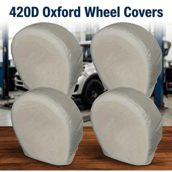 4PCS Tire Covers, 420D Oxford Wheel Covers Gray Waterproof Dustproof UV Protection, Tire Protectors Fits 27-29 Inch Tires for RV Camper SUV Truck