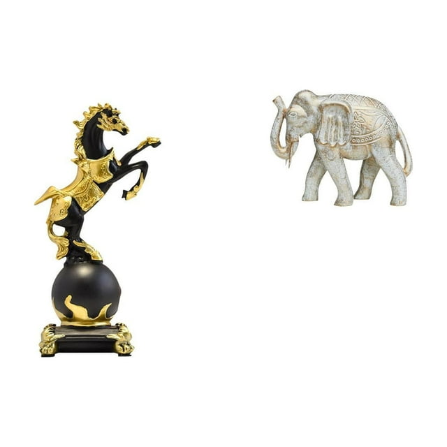 Colección De Esculturas De Animales Modernos, Estatua De Elefante Y Caballo De Madera, Adorno De Mesa Tallado A Mano, Centro De Mesa Para Sala De Estar, Escritorio, Dormitorio, Recuerdos.