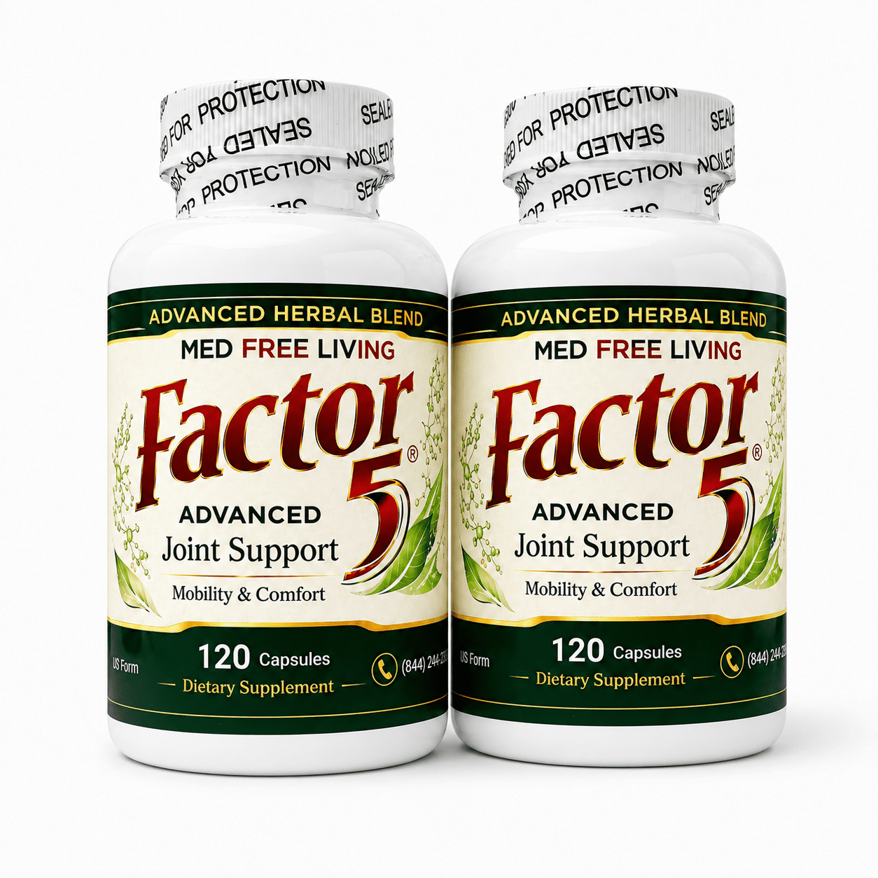 2 Bottles Factor 5 Joint Daily Routine Aid 120 Count Each, Packaging May Vary