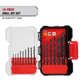 Hyper Tough 15-Piece Black Oxide Drill Bit Set in Click Fit Case
