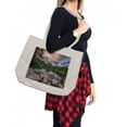 thumbnail image 2 of Mountain Shopping Bag, Idyllic View with Tree on Still Lake Surrounded by Mountains and Moody Sky Image, Eco-Friendly Reusable Bag for Groceries Beach and More, 15.5" X 14.5", Cream, by Ambesonne, 2 of 2