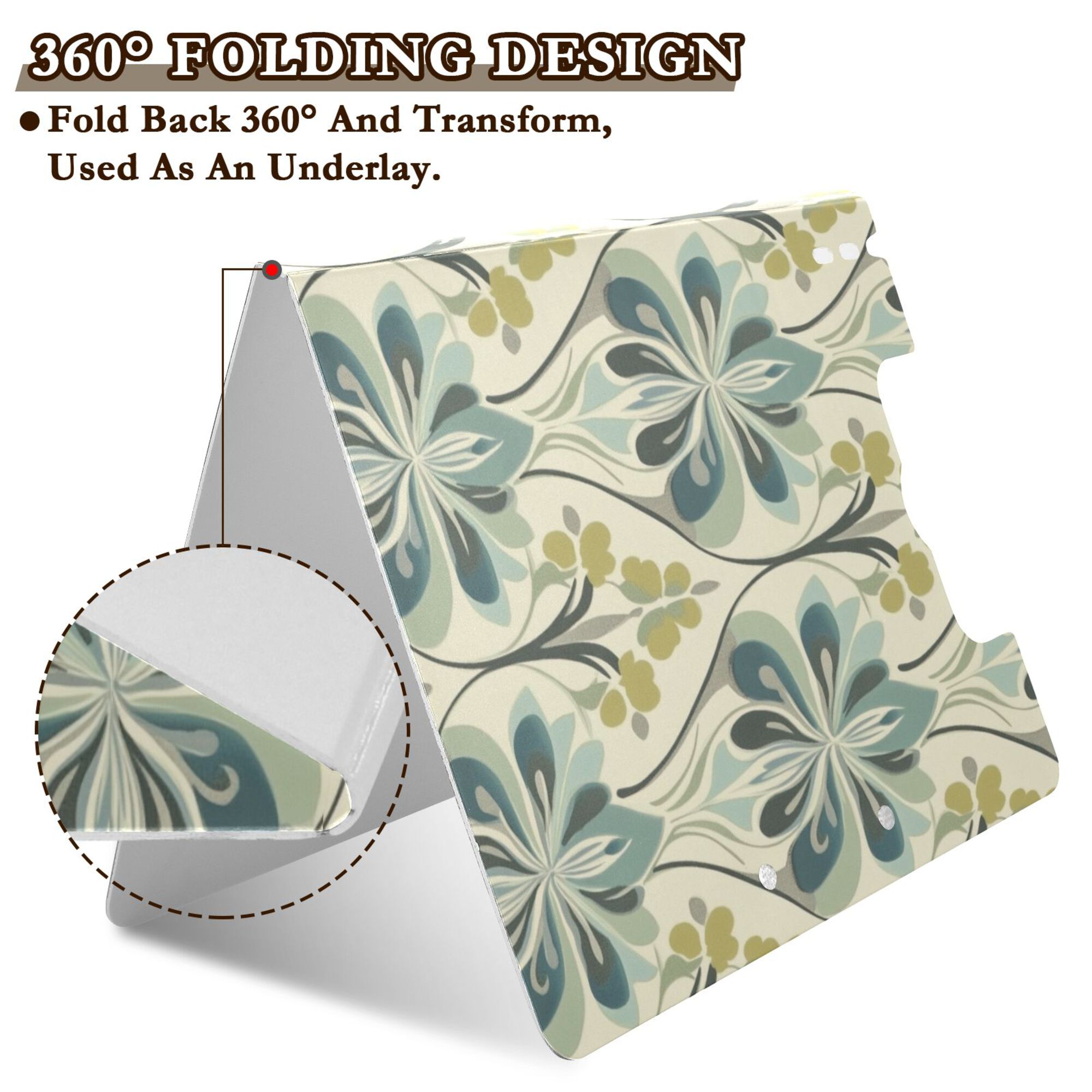 FORMRS A4 Clipboard Folder with Pen Holder Horizontal Foldable School Office Binder, Beige Floral Pattern