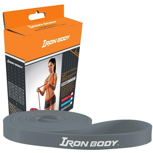 IBF Power Band – Heavy Resistance Band for Strength Training By Iron Body Fitness - Build Muscle - Burn Fat - Workout Anywhere - Easy to Use - Grey