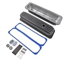 NEWZQ Tall Aluminum Finned Center Bolt Vortec Valve Covers Black for Chevy 5.0L & 5.7L 283 350 450