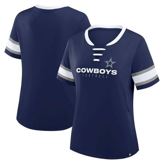 Women's Fanatics Navy Dallas Cowboys Redzone Draw Play Athena Lace-Up T-Shirt