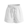 thumbnail image 6 of Babcutegg Womens Shorts High Waist with Drawstring Side Pockets Elastic Waist Summer Clothes for Women White Size XL, 6 of 6