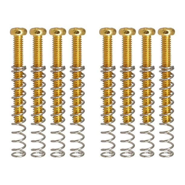 8 piezas de tornillos de marco de pastilla de doble bobina ajustables, resortes y tornillos de altura de pastilla Dorado