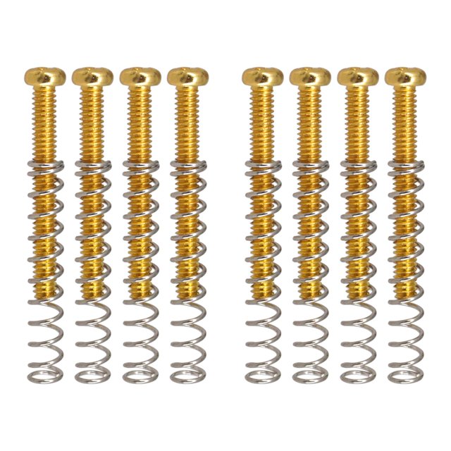 8 Tornillos de Montaje Perfecl para Pastilla Humbucker de Metal y Resortes Dorado